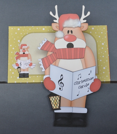3D on the Shelf Card Kit - Christmas Carol Singing Rudolph by Barbara Stubbings
