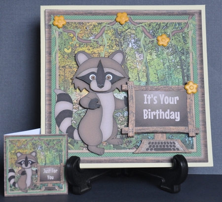 Raccoon and Wooden Computer Card Mini Kit by Barbara Stubbings