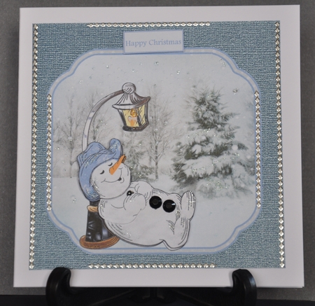Snowman Napping Card with Decoupage by Barbara Stubbings