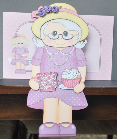 3D on the Shelf Card Kit - Gossip Galz - Cuppa & Cake Connie by Barbara Stubbings