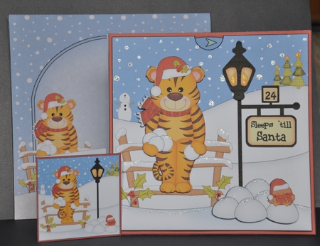 3D Xmas Tinker Tiger Sleeps Till Santa Countdown Card by Barbara Stubbings
