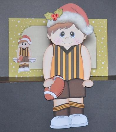 3D on the Shelf Card Kit - Little Christmas Rugby Boy by Barbara Stubbings