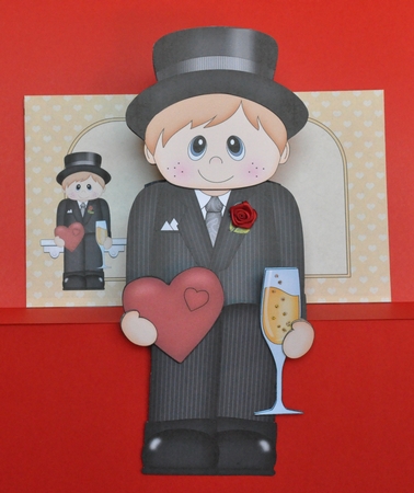 3D on the Shelf Card Kit - Hearts Love & Romance Boy Arran by Barbara Stubbings
