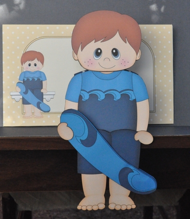 3D On the Shelf Card Kit - Little Ride the Wave Surfer Jeffrey by Barbara Stubbings