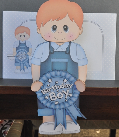 3D On the Shelf Card Kit - Little Toddler Lucio is the Birthday Boy with ages 1 - 5 age Rosette Decoupage by Barbara Stubbings