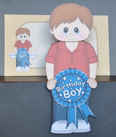  3D On the Shelf Card Kit - Young Man Flynn is the Birthday Boy with ages 18 - 25 age Rosette Decoupage by Barbara Stubbings