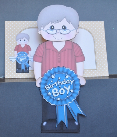 3D On the Shelf Card Kit - Donn is the Birthday Boy with ages 30 - 45 age Rosette Decoupage by Barbara Stubbings