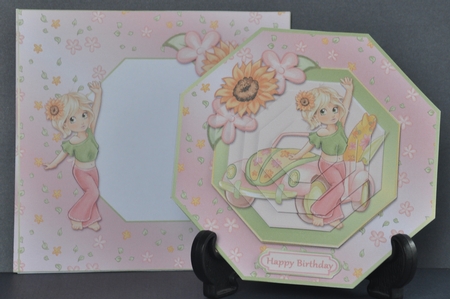 Flower Girl And Car Large Octagonal Pyramid Card Kit by Barbara Stubbings