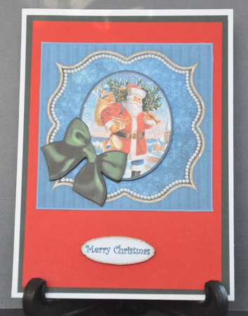 Square Bracket Christmas Card Santa Card E by Barbara Stubbings