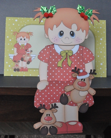 3D On the Shelf Card Kit - Christmas Cute Little Toddler with Little Rudy by Barbara Stubbings