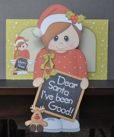 3D On the Shelf Card Kit - Little Christmas Teen Girl has been good or has She! by Barbara Stubbings