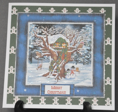 Owls Christmas - Square Card Topper With Assorted Greetings by Barbara Stubbings