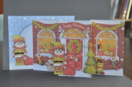 3D Christmas Up Front Card -  Cute Little Elf has Santas Sack by Barbara Stubbings