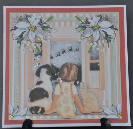 Little Girl Waiting For Christmas Card Front Kit by Barbara Stubbings