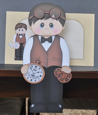 3D On the Shelf Card Kit - Steampunk Man Augustus Escapes into a Joyous Fantasy of the Past by Barbara Stubbings