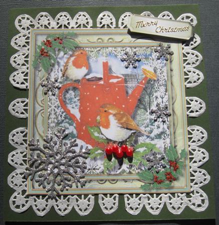 Beautiful Robins on a Watering Can  by Barbara Stubbings