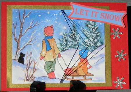 Sledging in the Snow Decreasing Diamonds Pyramid Christmas by Barbara Stubbings