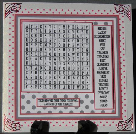 Puzzle 1 Wordsearch Mens Clothes by Barbara Stubbings