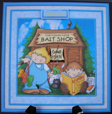 Gone Fishing 8x8 Card with Decoupage Mini Kit by Barbara Stubbings