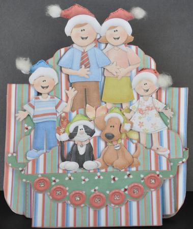 The Christmas Family 3D Shelf Card with Card Box by Barbara Stubbings