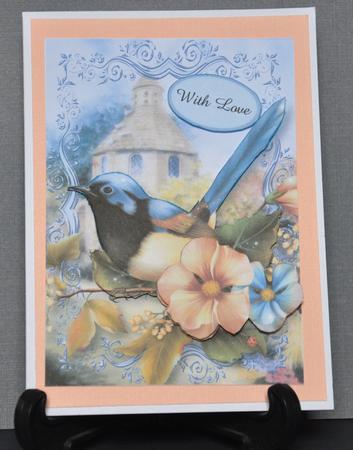 Fairy Wren and Summer Flowers with Decoupage by Barbara Stubbings