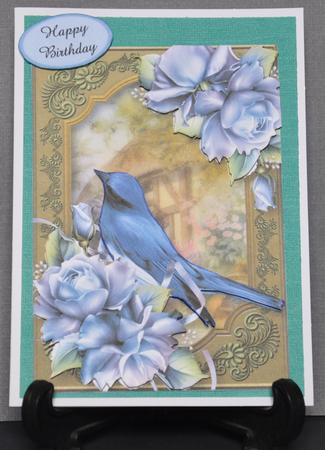 Flycatcher & Blue Roses at the Country Cottage by Barbara Stubbings
