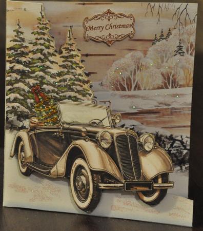 Bringing Home the Tree Christmas Shaped Card Kit & Decoupage by Barbara Stubbings