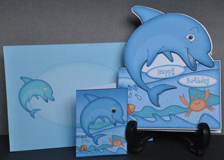 3D Dolphin Shaped Card Decoupage N Envelope by Barbara Stubbings
