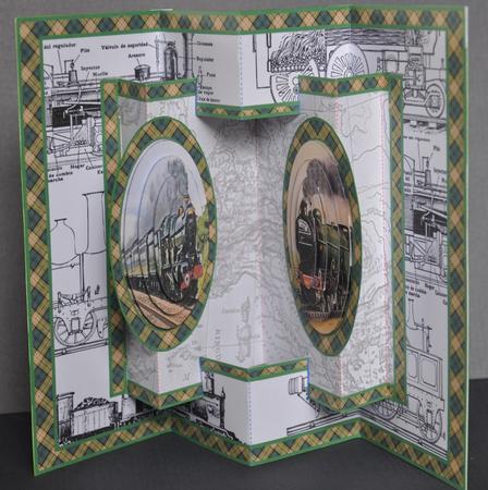 3D Double Concertina Pop-out "steam Trains" by Barbara Stubbings