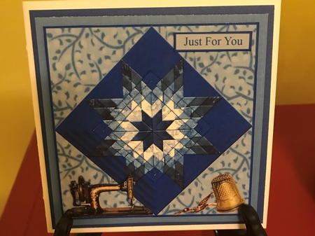 Blue Star Quilt Topper with Layers by Barbara Wuertz
