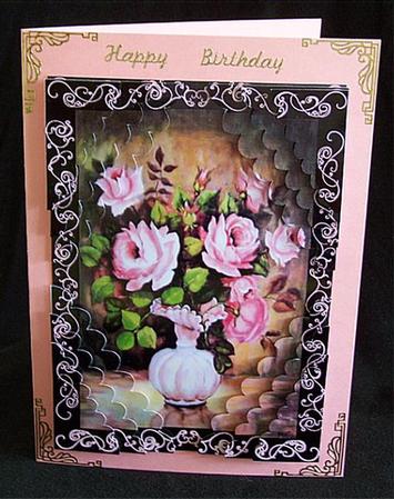 Pink Roses Four Corner, Bubble Edge Stacker by Barbara Andrews