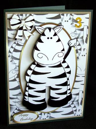Wild Thing Zebra Card Front and Layers by Barbara Andrews