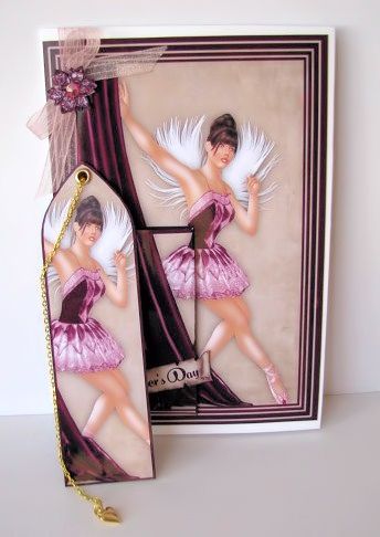 Mothers Day Feather Ballerina Butterfly Bookmark Keepsake Ca by Barbara Hiebert