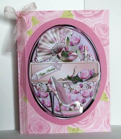 Shoes,fan and Perfume in an Oval Frame by Barbara Hiebert