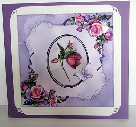 Beautiful Floral and Flutter on Lilac Card Topper by Barbara Hiebert