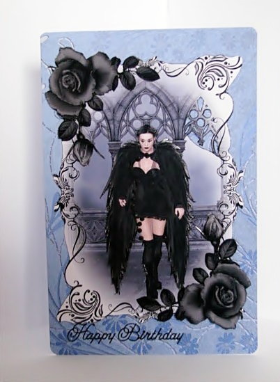Gothic Winged Beauty & Black Roses by Barbara Hiebert