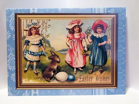 Vintage Easter Bunny Decoupage Card Front by Barbara Hiebert