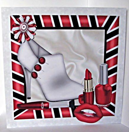 Ladies Accessories with Shoe and Lippy 8x8 by Barbara Hiebert