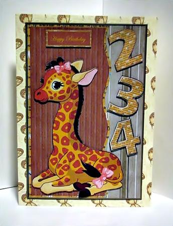 Smiling Giraffe Card Front with Topper by Barbara Hiebert