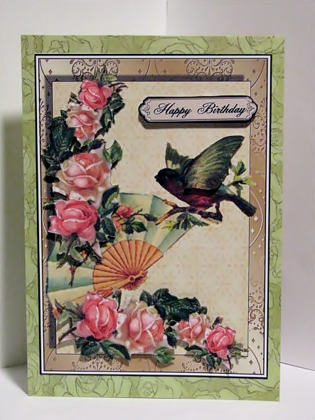Vintage Flower and Bird Card by Barbara Hiebert