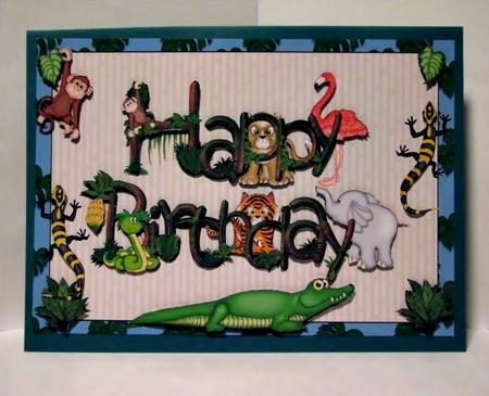 Jungle Birthday A4 Card with Decoupage - Mini Kit by Barbara Hiebert