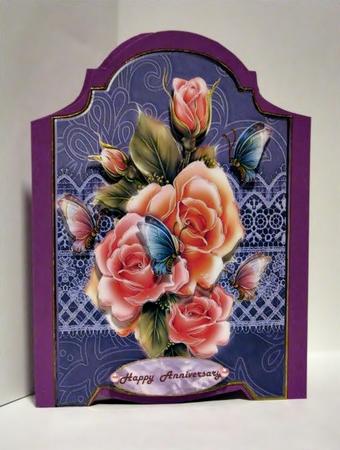 Screen Card Glowing Roses and Butterflies by Barbara Hiebert