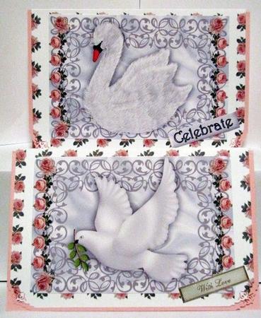 White Swan, White Beautiful Dove with Roses Toppers by Barbara Hiebert