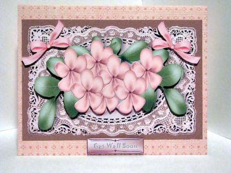 Pink Flowers with Pink Bows in Ornate Frame by Barbara Hiebert