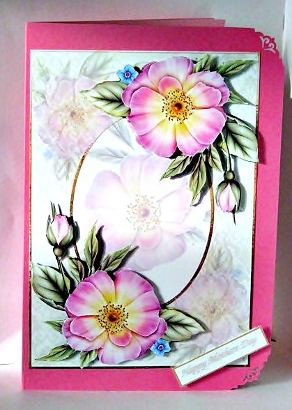 Pale Pink Wild Roses + Decoupage by Barbara Hiebert