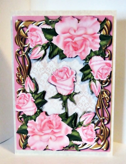 Art Nouveau Pink Roses + Decoupage Frame by Barbara Hiebert