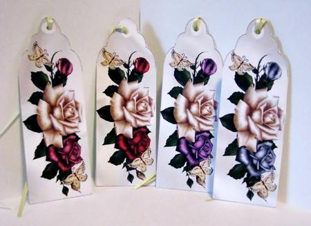Pretty Roses with Butterflies Bookmarks by Barbara Hiebert