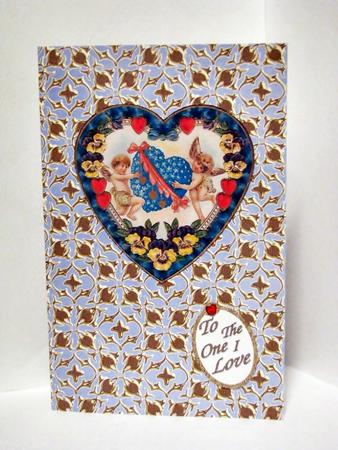 Blue Ditsy Heart Gold A4 Backing Paper by Barbara Hiebert
