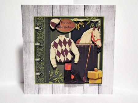 Horse Racing Gear Card Topper & Decoupage by Barbara Hiebert