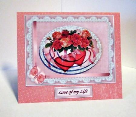 Hearts Roses and Lace for Valentines Oval Pyramid by Barbara Hiebert